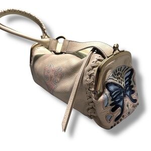 III Parcel Pebbled Leather Butterfly Patchwork Kiss Lock Shoulder Bag